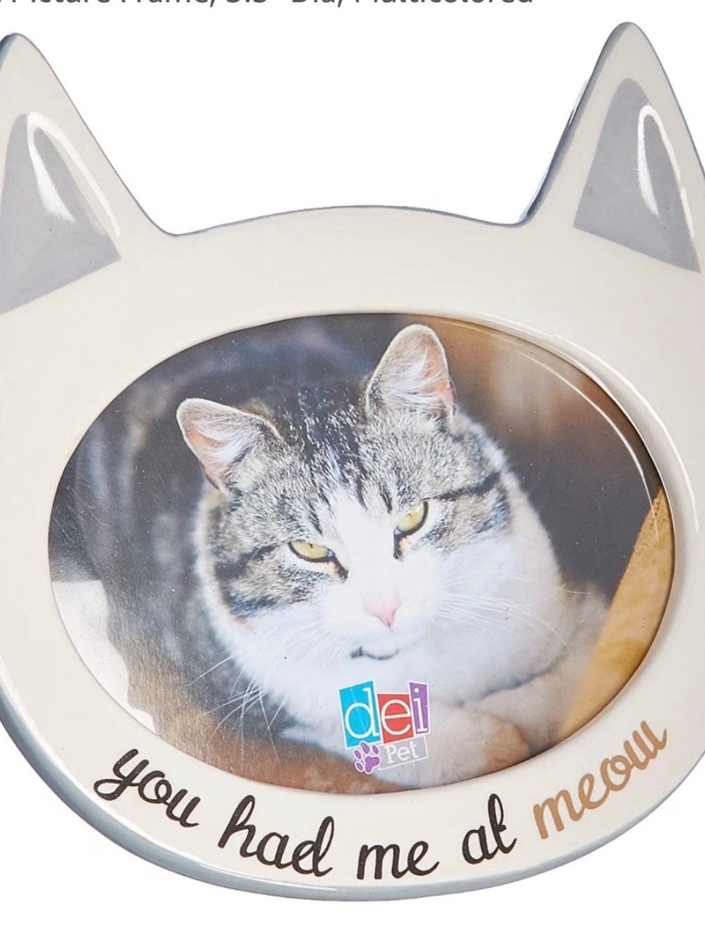 Cream Cat-Shaped Photo Frame - "You Had Me At Meow"